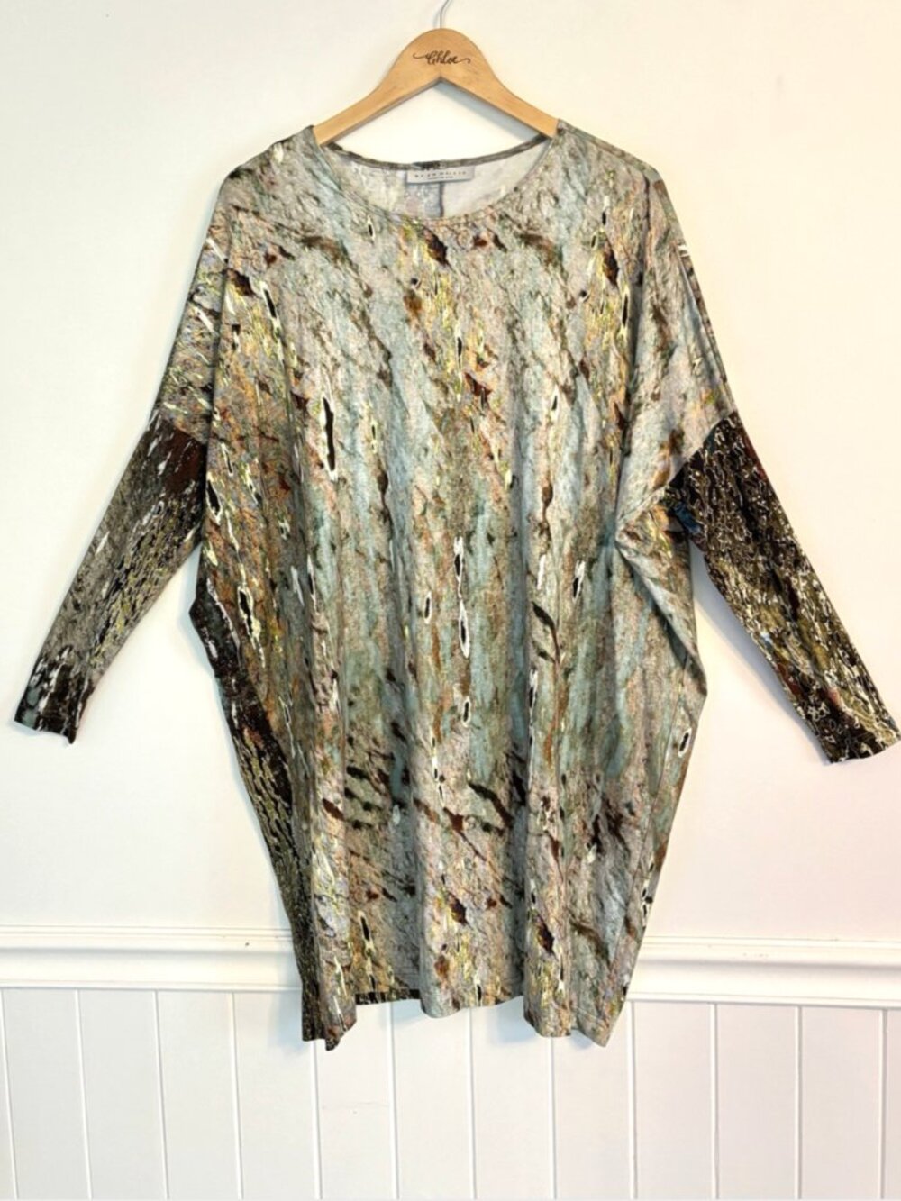 Bryn Walker Damien Oversized Tunic Dress Size XS Lagenlook Earthy Artsy Boho D19